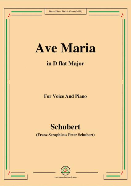 Schubert-Ave maria in D flat Major , for Voice and Piano image number null