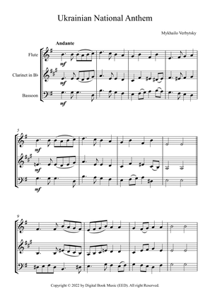 Ukrainian National Anthem - Mykhailo Verbytsky (Woodwind Trio - Flute, Clarinet, Bassoon) + parts.pd