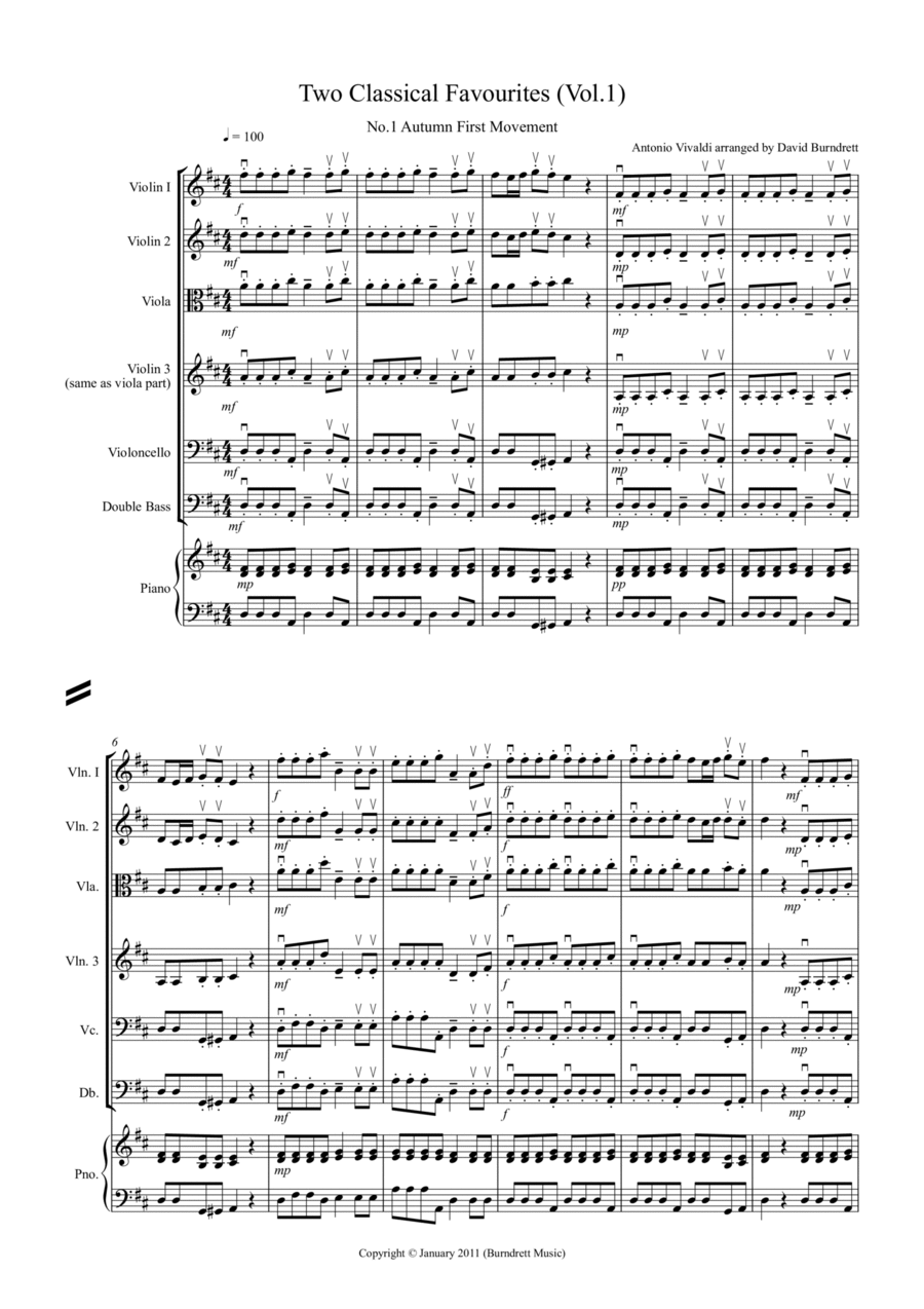2 Classical Favourites for String Orchestra (volume one) String Orchestra scores gallery preview page 1