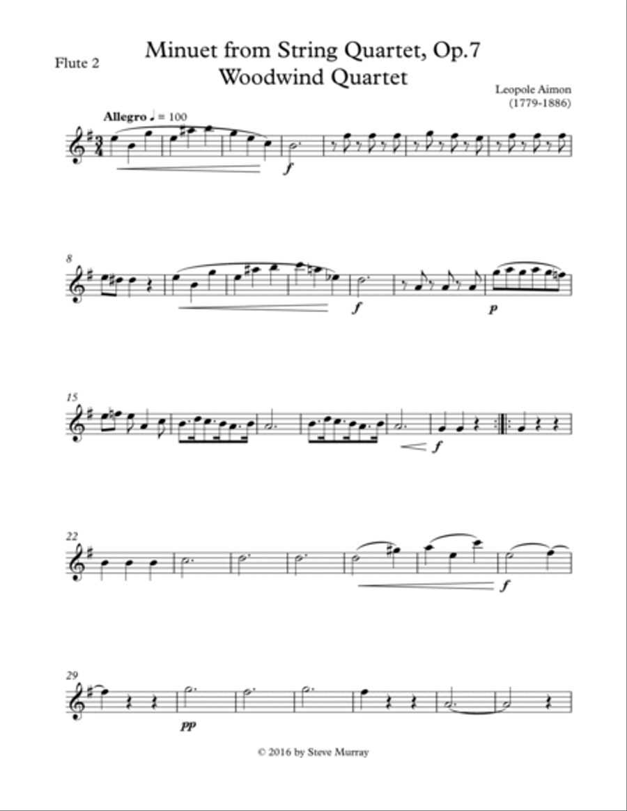 Minuet from String Quartet, Op 7 for Woodwind Quartet Woodwind Trio scores gallery preview page 5
