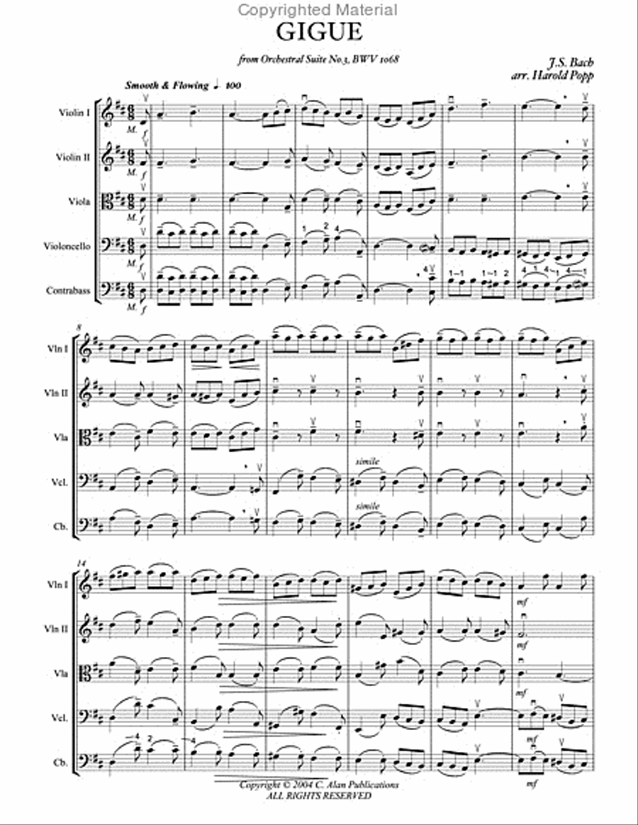 Gigue from Orchestral Suite #3 String Orchestra scores gallery preview page 2