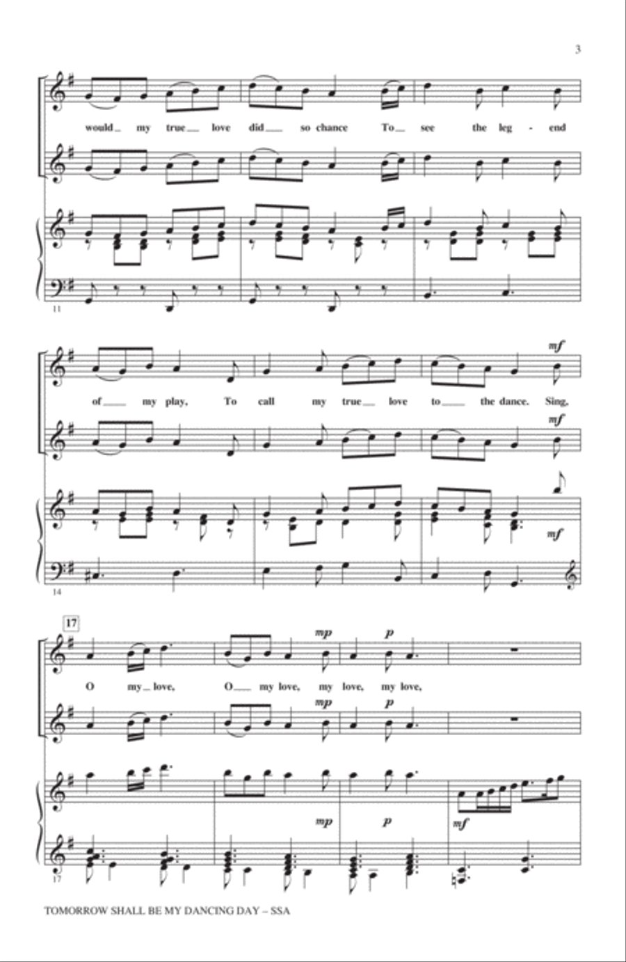 Tomorrow Shall Be My Dancing Day SSA scores gallery preview page 2