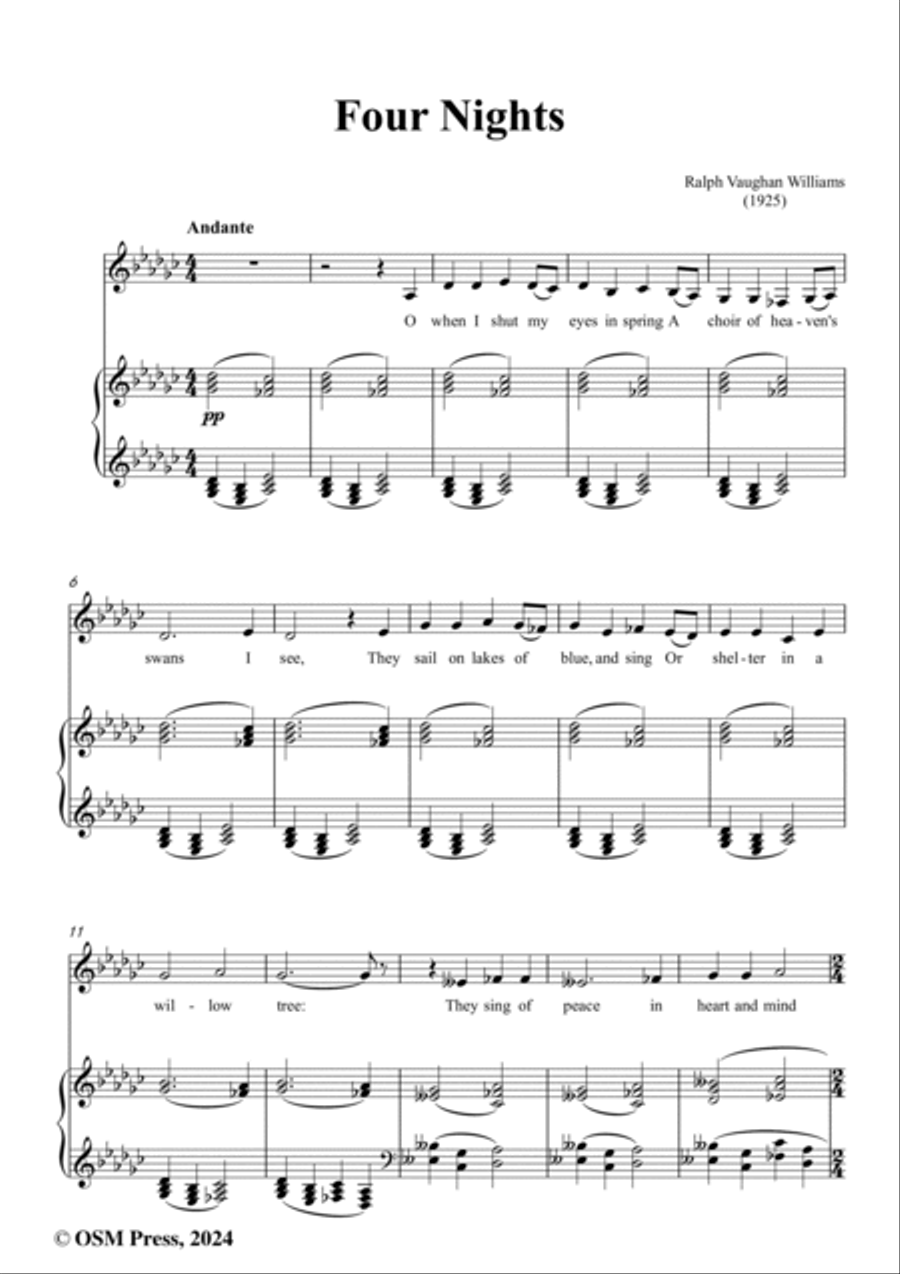 Vaughan Williams-Four Nights(1925),in G flat Major Voice scores gallery preview page 2