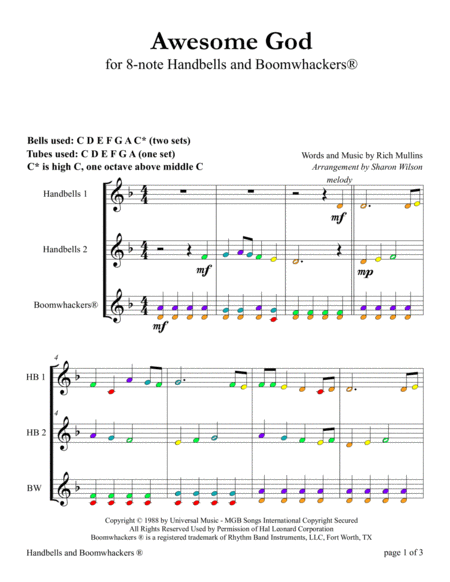 Awesome God by Rich Mullins Handbell Choir - Digital Sheet Music