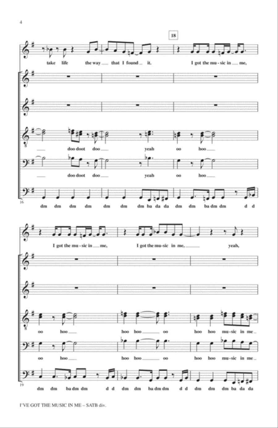 I've Got The Music In Me 4-Part scores gallery preview page 3
