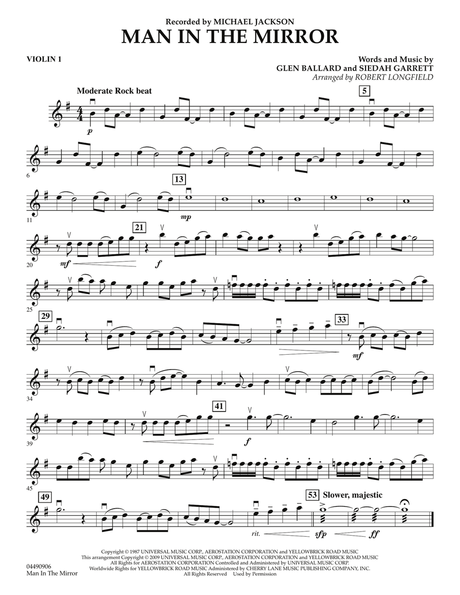 Man in the Mirror - Violin 1 Orchestra scores gallery preview page 1