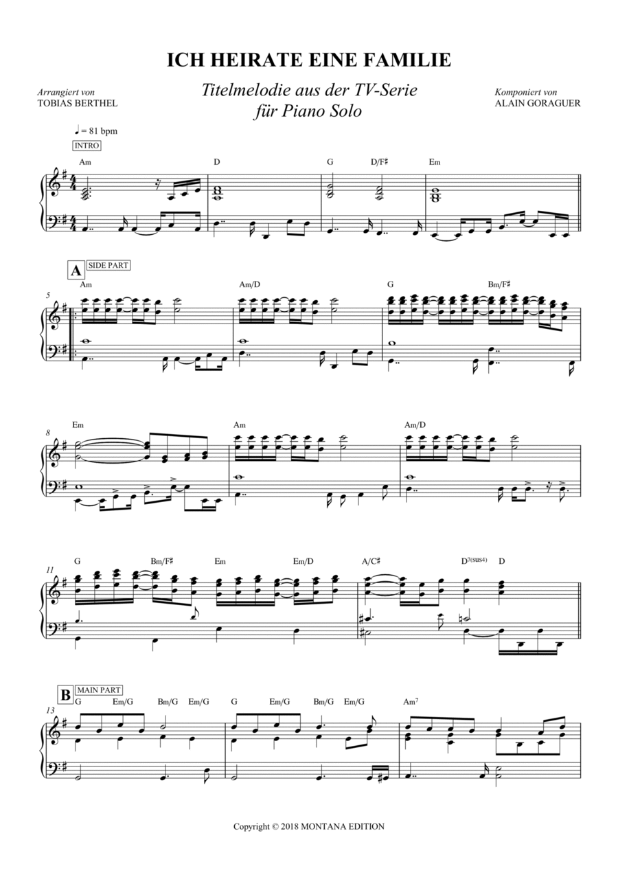 Ich Heirate Eine Familie Piano Solo scores gallery preview page 1