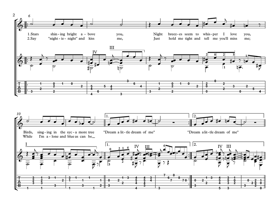 Dream A Little Dream Of Me Electric Guitar scores gallery preview page 2