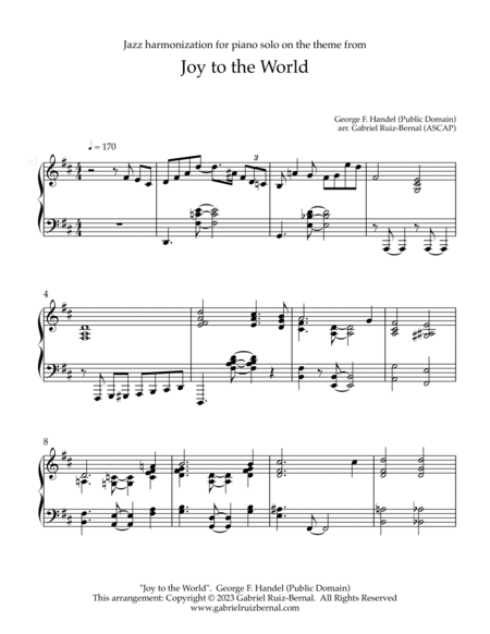 JOY TO THE WORLD jazz piano arrangement image number null