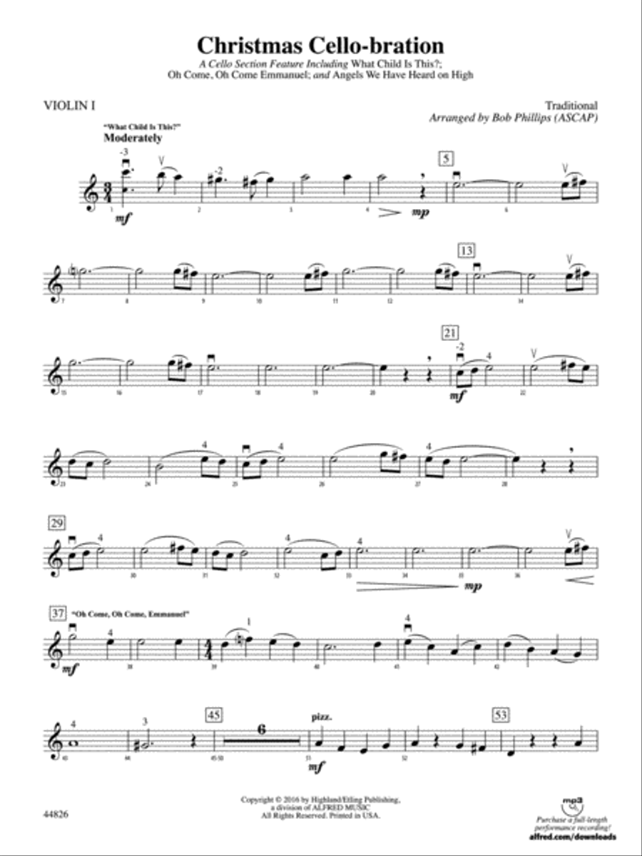 Christmas Cello-bration: 1st Violin String Orchestra scores gallery preview page 1
