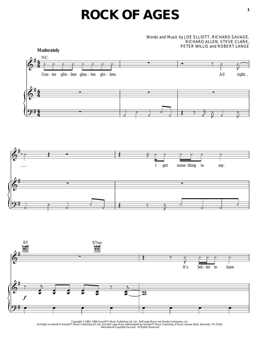 Rock Of Ages Rock Of Ages Piano, Vocal, Guitar scores gallery preview page 1