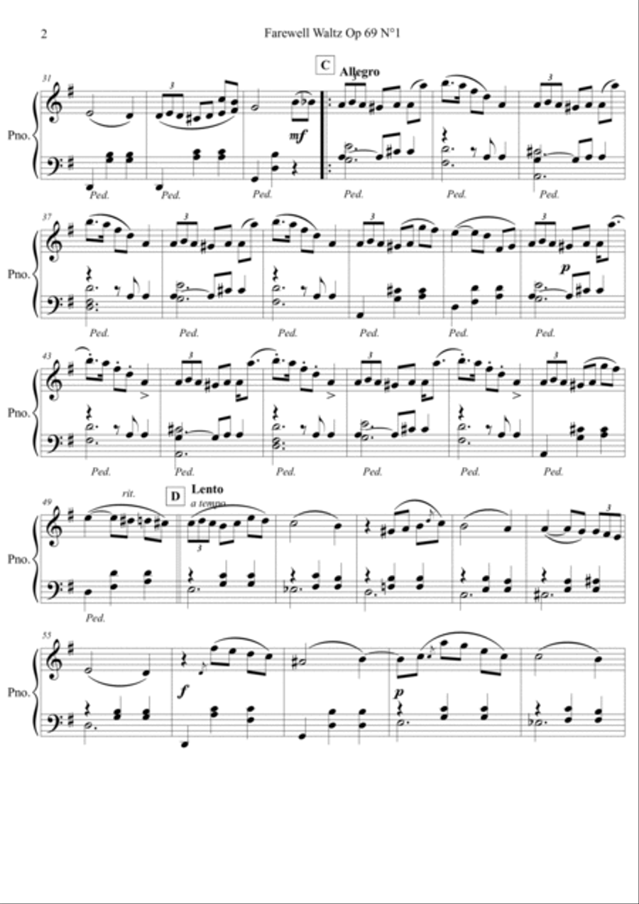 Farewell Waltz Op.69 N°1 in G major Piano Method scores gallery preview page 3