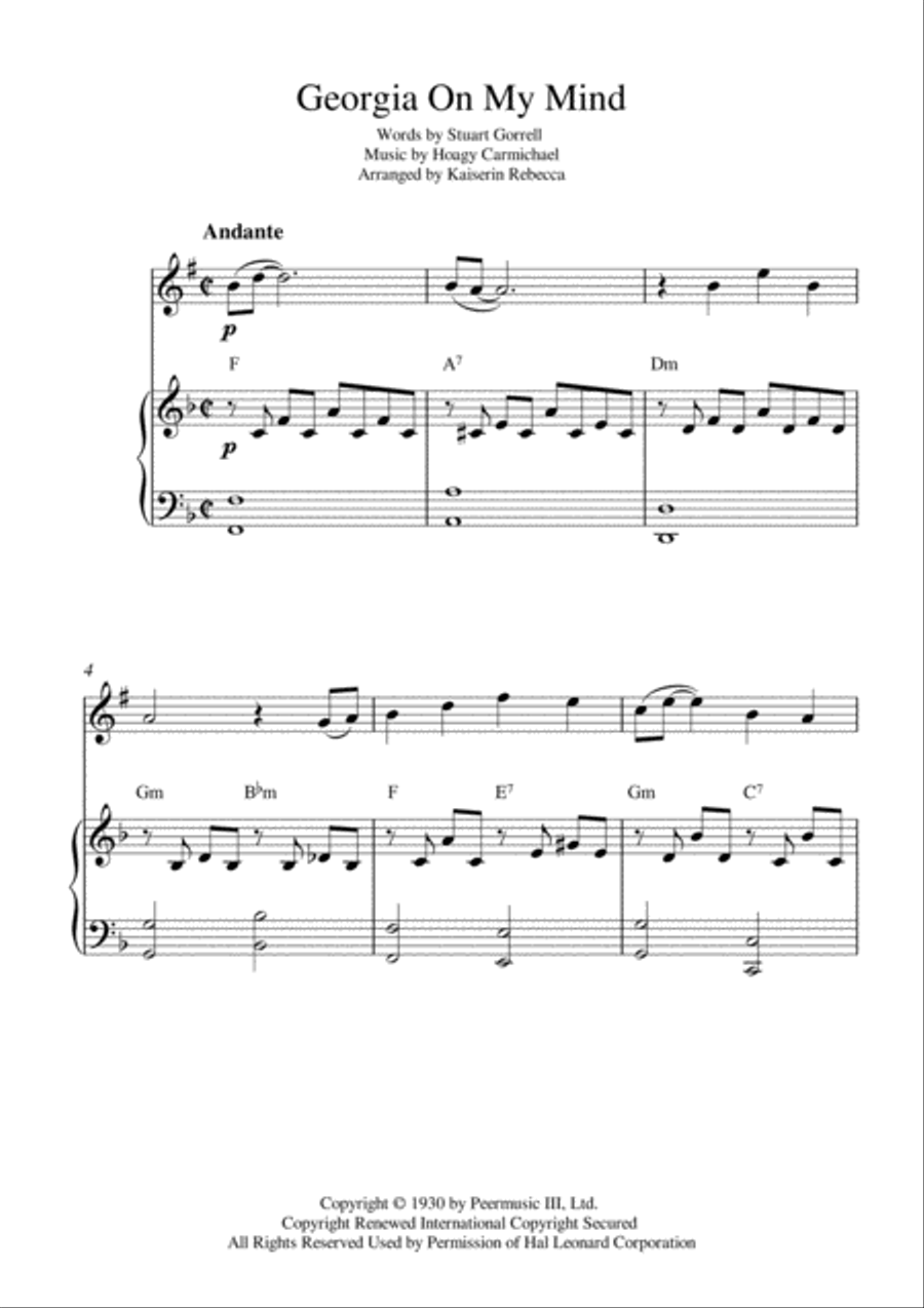 Georgia On My Mind Clarinet Solo scores gallery preview page 1