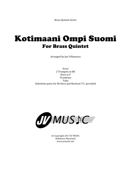 Kotimaani Ompi Suomi (My Homeland is Finland) for Brass Quintet image number null