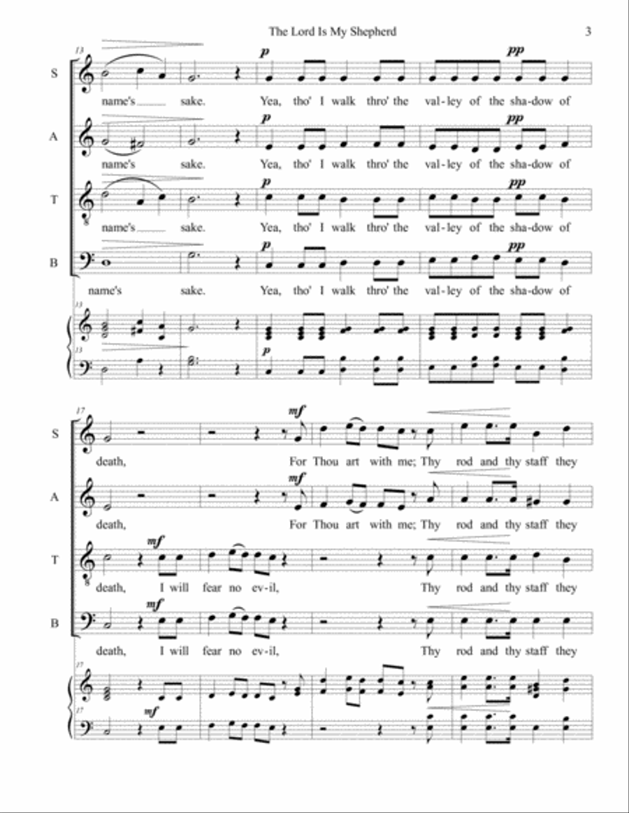 The Lord Is My Shepherd (SB 34) 4-Part scores gallery preview page 3