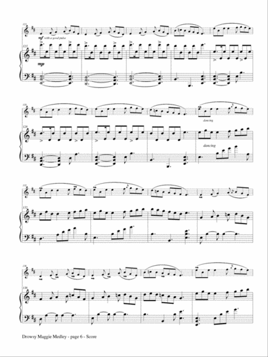 Drowsy Maggie Medley for Flute and Harp Flute scores gallery preview page 3