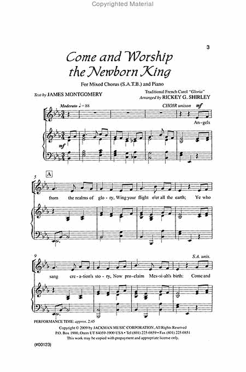 Come and Worship the Newborn King - SATB image number null