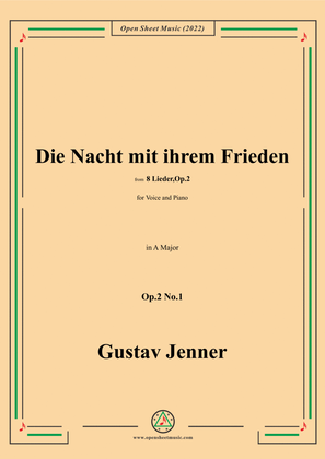 Book cover for Jenner-Die Nacht mit ihrem Frieden,in A Major,Op.2 No.1
