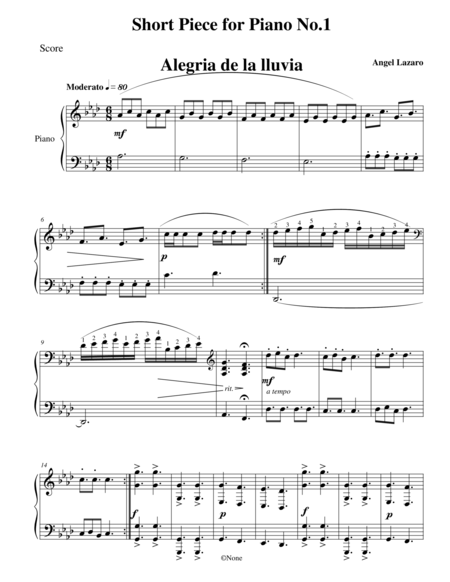 Short Piece for Piano No.1 "Alegria de la lluvia"