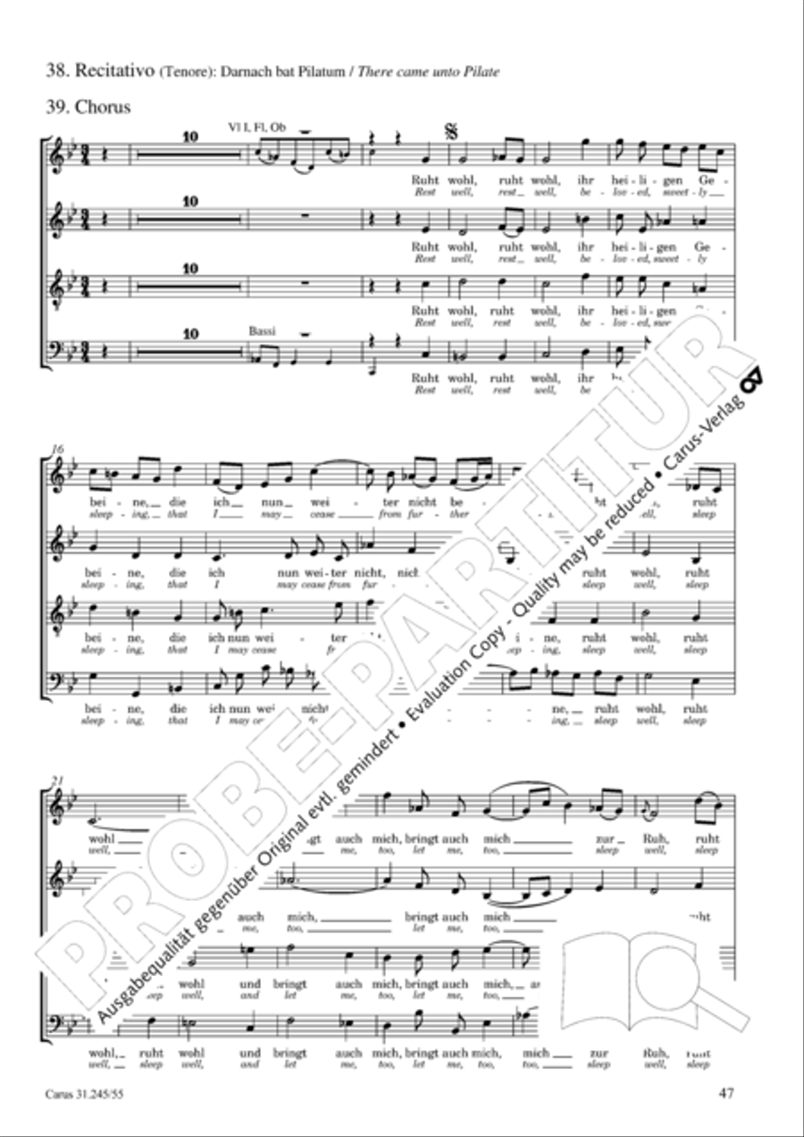 St. John Passion (Johannes-Passion) 4-Part scores gallery preview page 48
