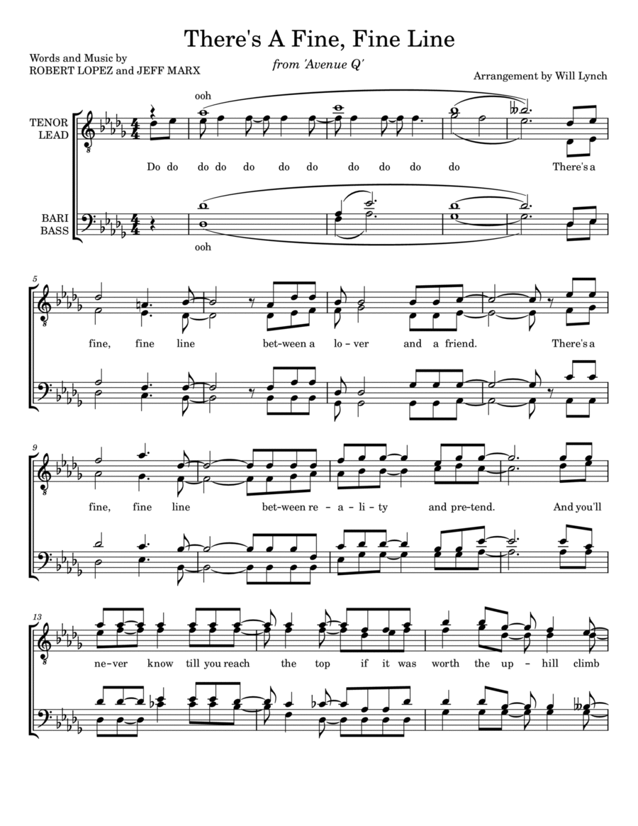 There's A Fine, Fine Line TTBB scores gallery preview page 1