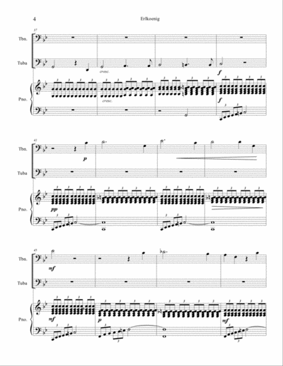Erlkoenig for Trumbone, Tuba, Piano Brass Duet scores gallery preview page 4