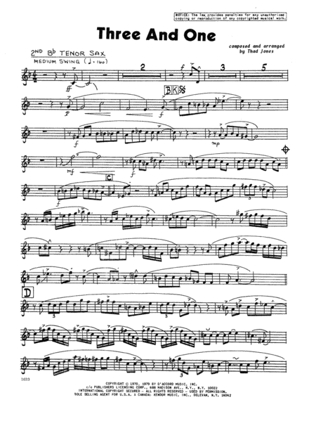 Three And One - 2nd Bb Tenor Saxophone