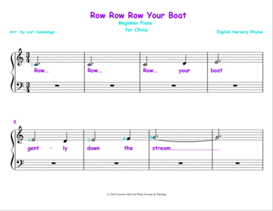 Row Row Row Your Boat Piano Method scores gallery preview page 1
