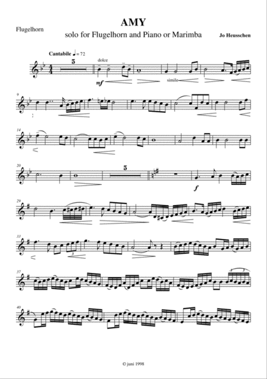 Amy - solopart Amy - solopart Trumpet Solo scores gallery preview page 1