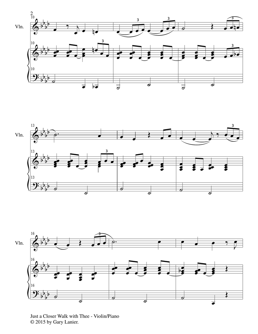 JUST A CLOSER WALK WITH THEE (Duet – Violin and Piano/Score and Parts) Violin scores gallery preview page 3