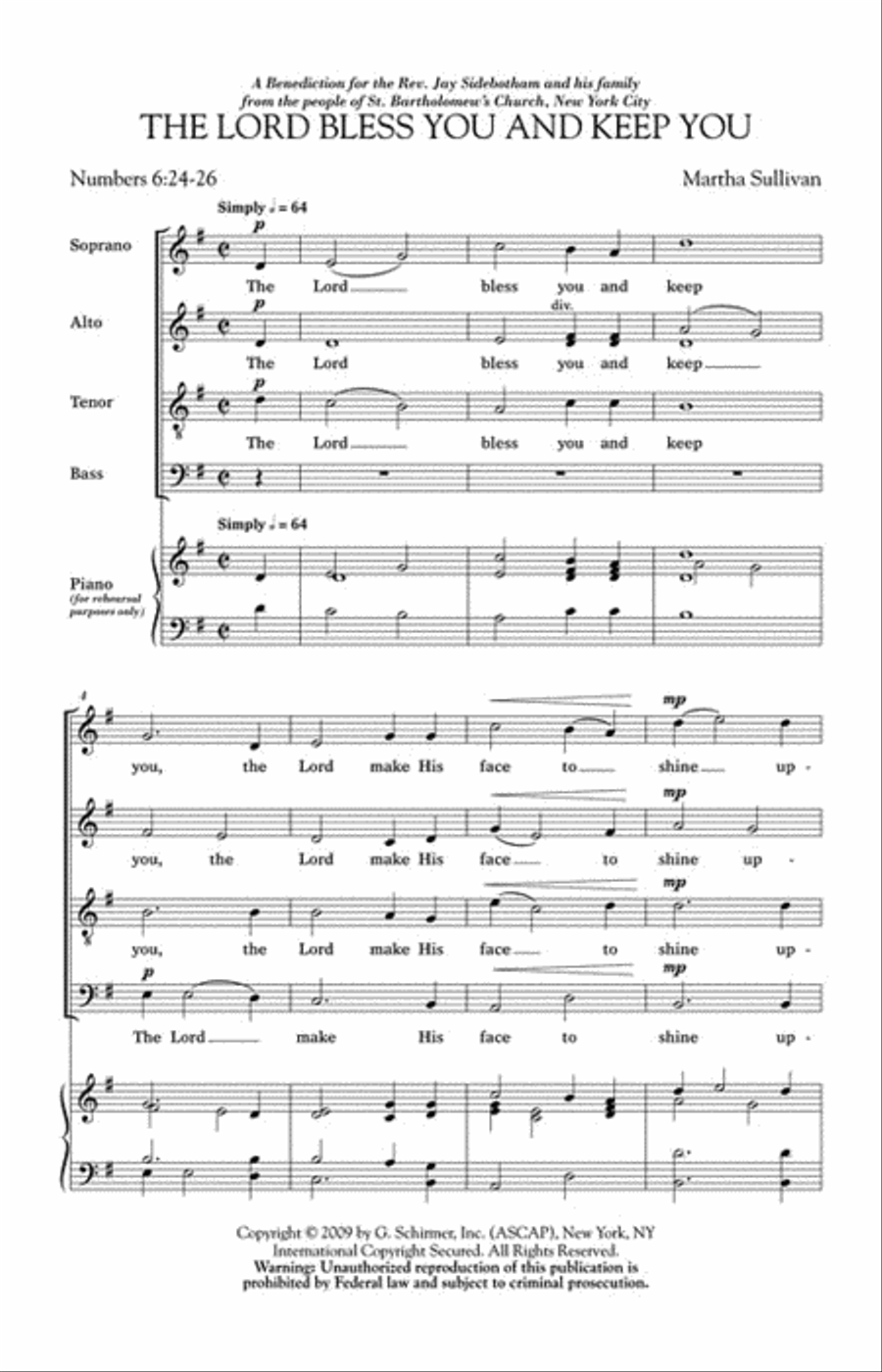 The Lord Bless You and Keep You 4-Part scores gallery preview page 2