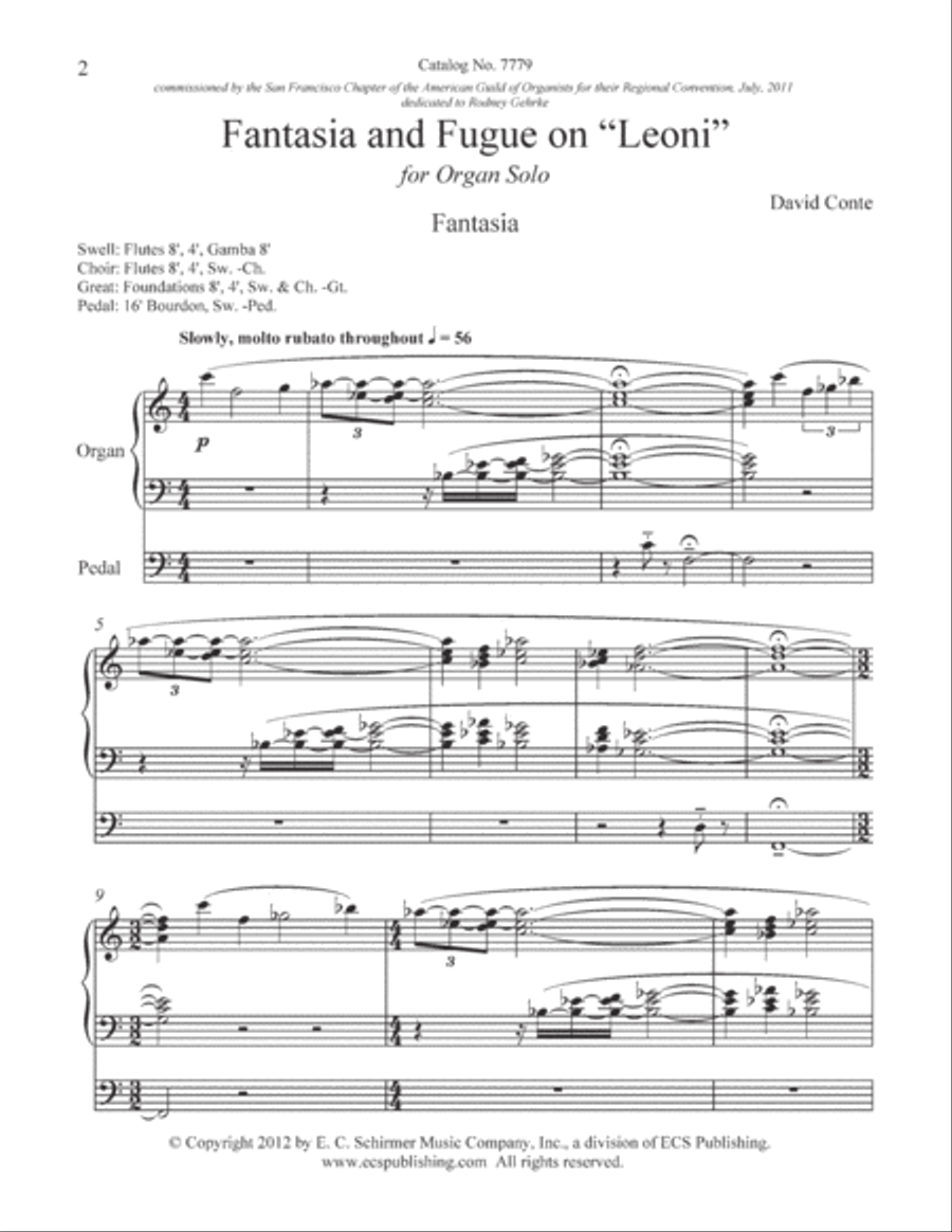 Fantasia and Fugue on Leoni Organ Solo scores gallery preview page 1