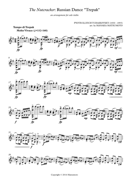 The Nutcracker - Trepak (arr. for solo violin)