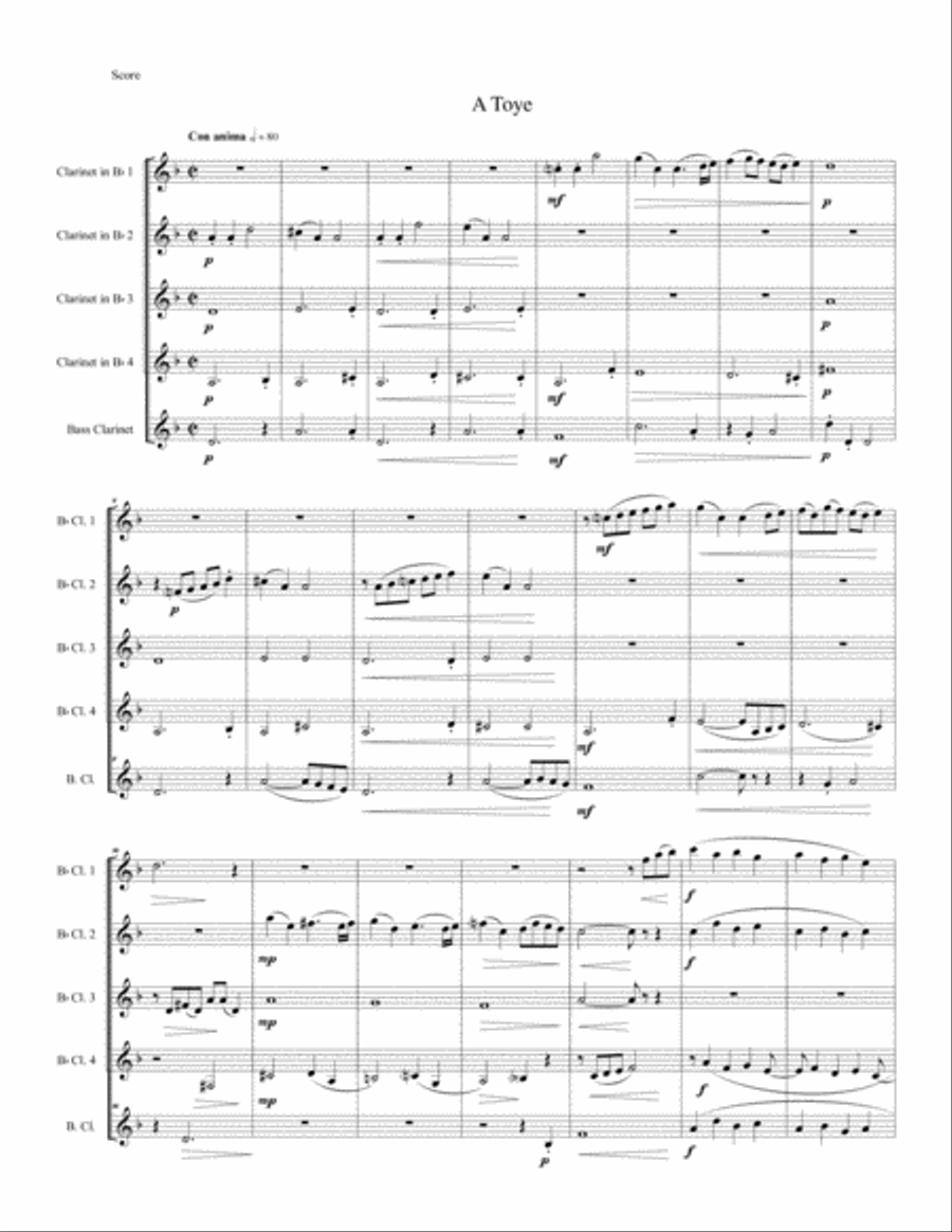 Giles Farnaby Suite 1 for Clarinet Quintet Clarinet Quintet scores gallery preview page 5