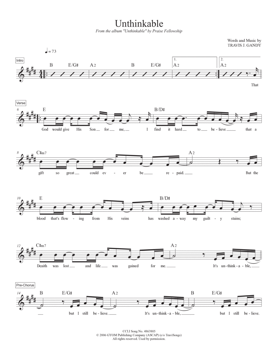 Unthinkable Piano scores gallery preview page 1