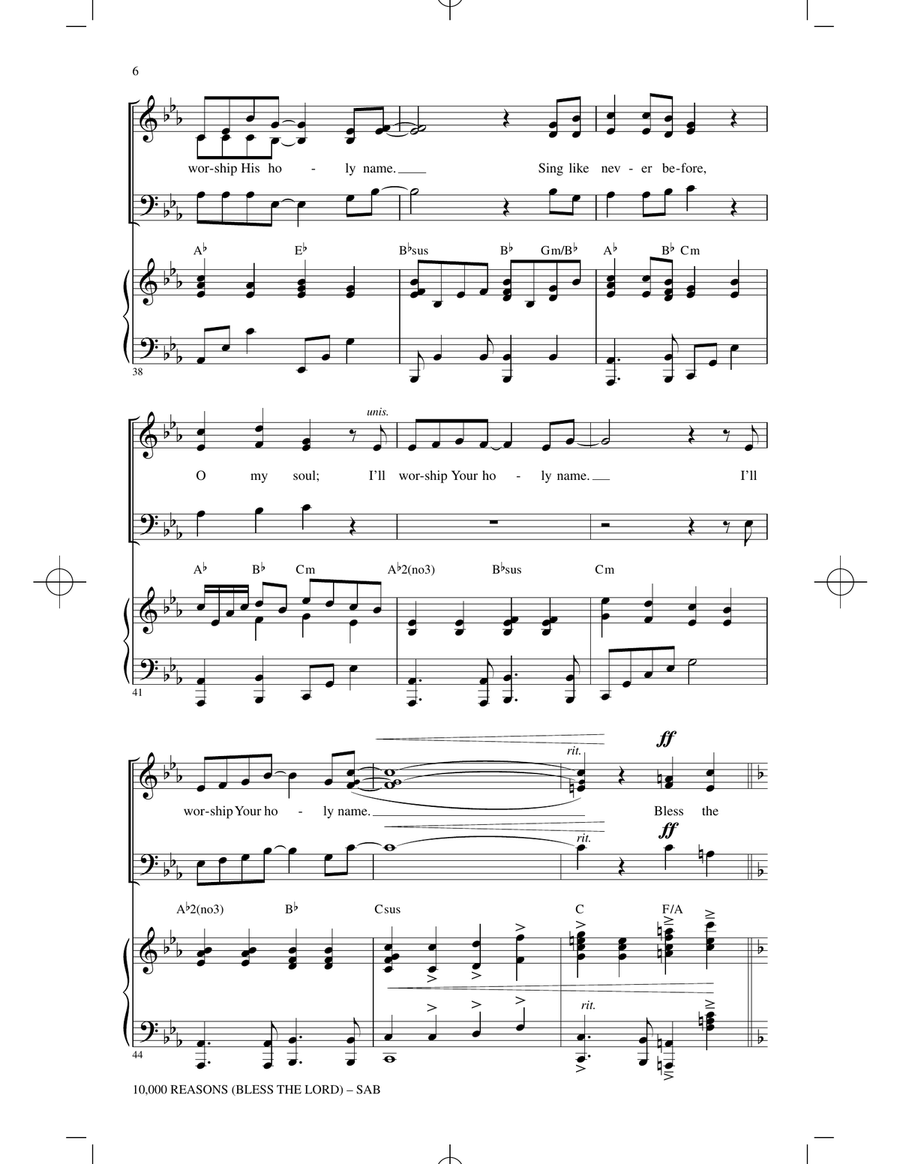 10,000 Reasons (Bless The Lord) (arr. Heather Sorenson) 3-Part scores gallery preview page 5