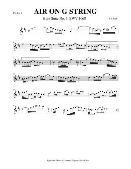 AIR ON THE G STRING - for String Quartet with Parts image number null