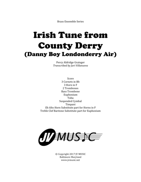 Irish Tune from County Derry (Danny Boy, Londonderry Air) for Brass Ensemble image number null