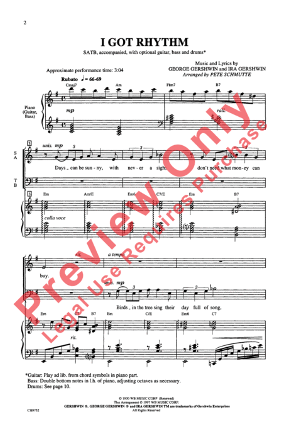 I Got Rhythm I Got Rhythm 4-Part scores gallery preview page 2