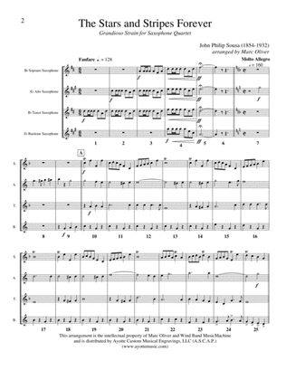 The Stars & Stripes Forever (Grandioso Strain) for Saxophone Quartet