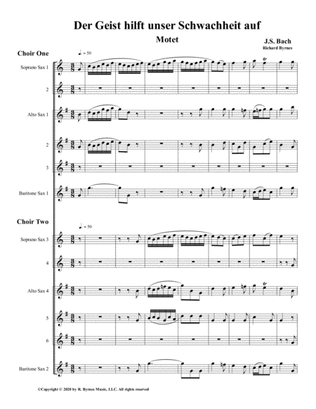 Der Geist hilft unser Schwachheit auf by J.S. Bach for Double Saxophone Choir