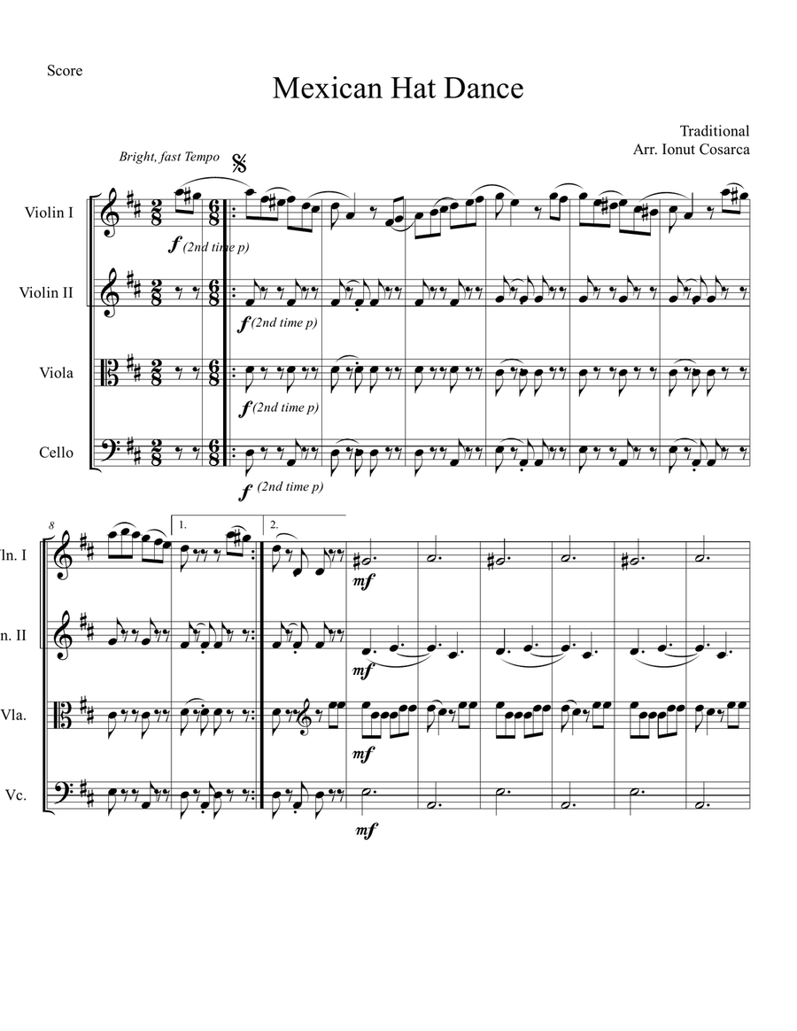 Mexican Hat Dance String Quartet scores gallery preview page 1