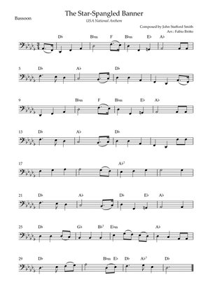 The Star Spangled Banner (USA National Anthem) for Bassoon Solo with Chords (Db Major)