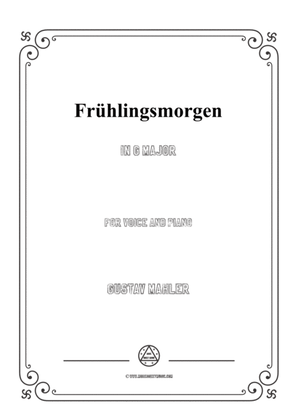 Book cover for Mahler-Frühlingsmorgen in G Major,for Voice and Piano