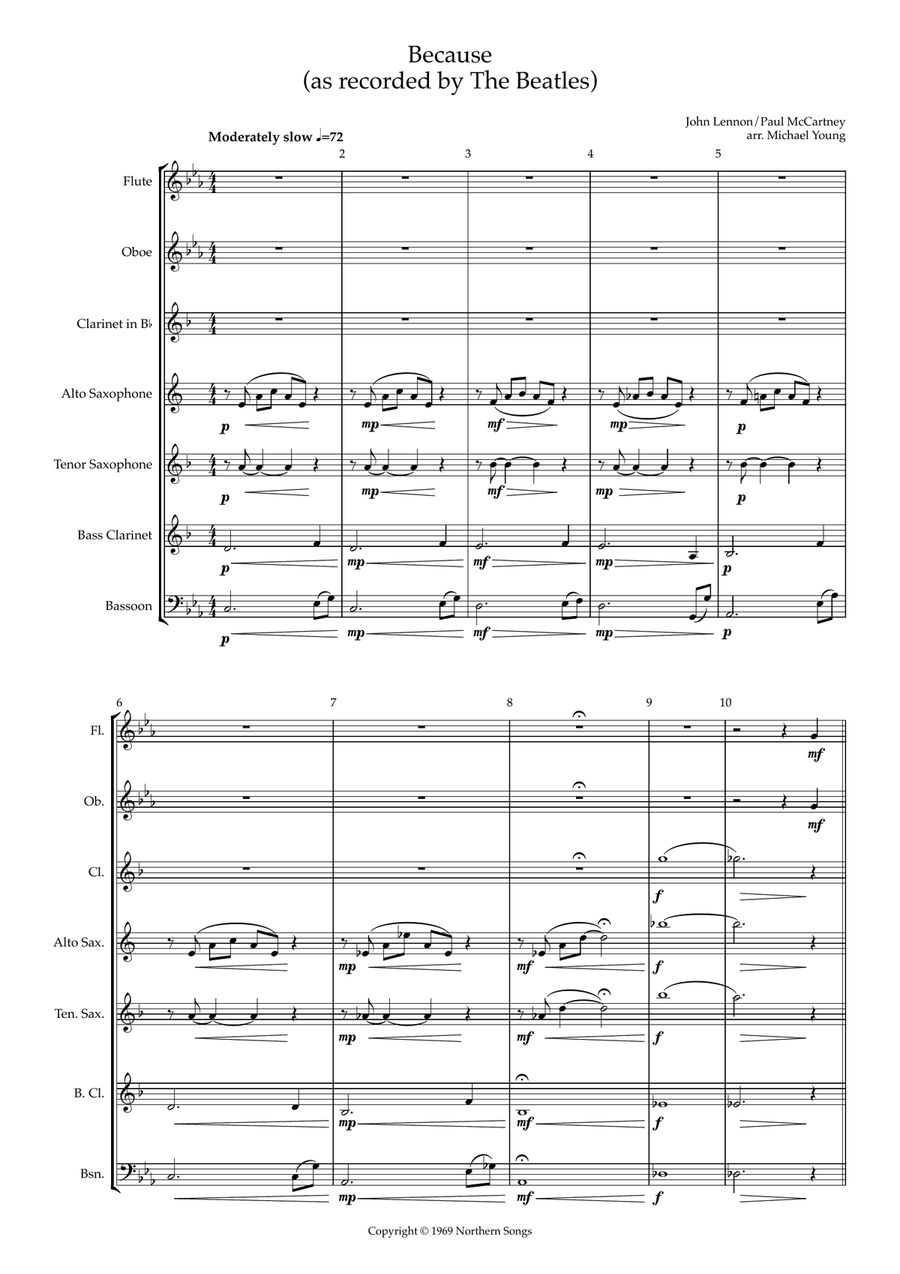 Because Woodwind Ensemble scores gallery preview page 1