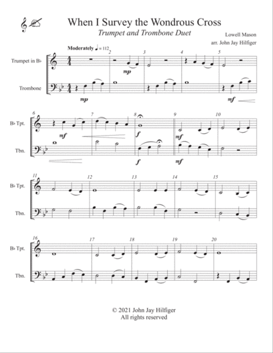 When I Survey the Wondrous Cross for Trumpet and Trombone Brass Duet scores gallery preview page 3