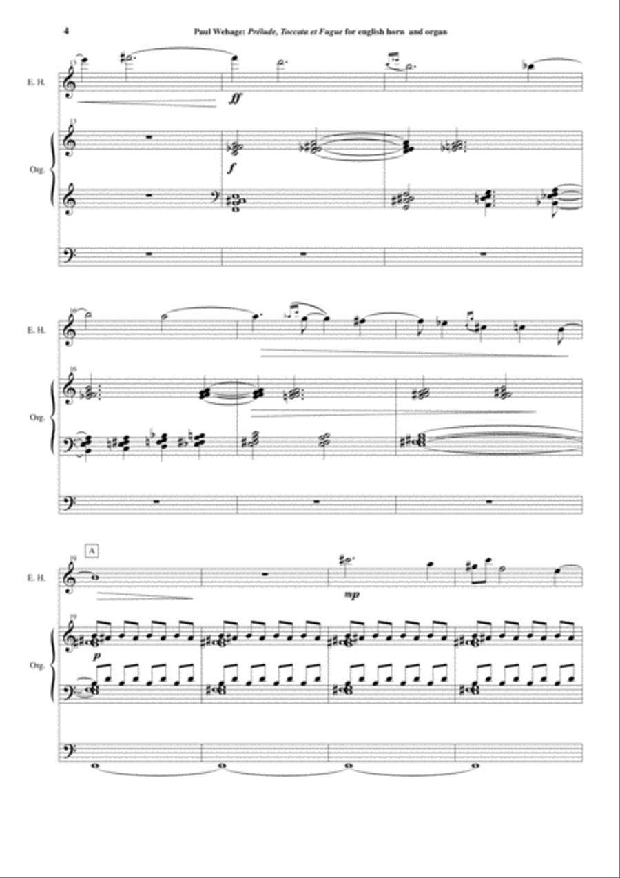 Paul Wehage: Prélude, Toccata et Fugue for english horn and organ English Horn scores gallery preview page 4