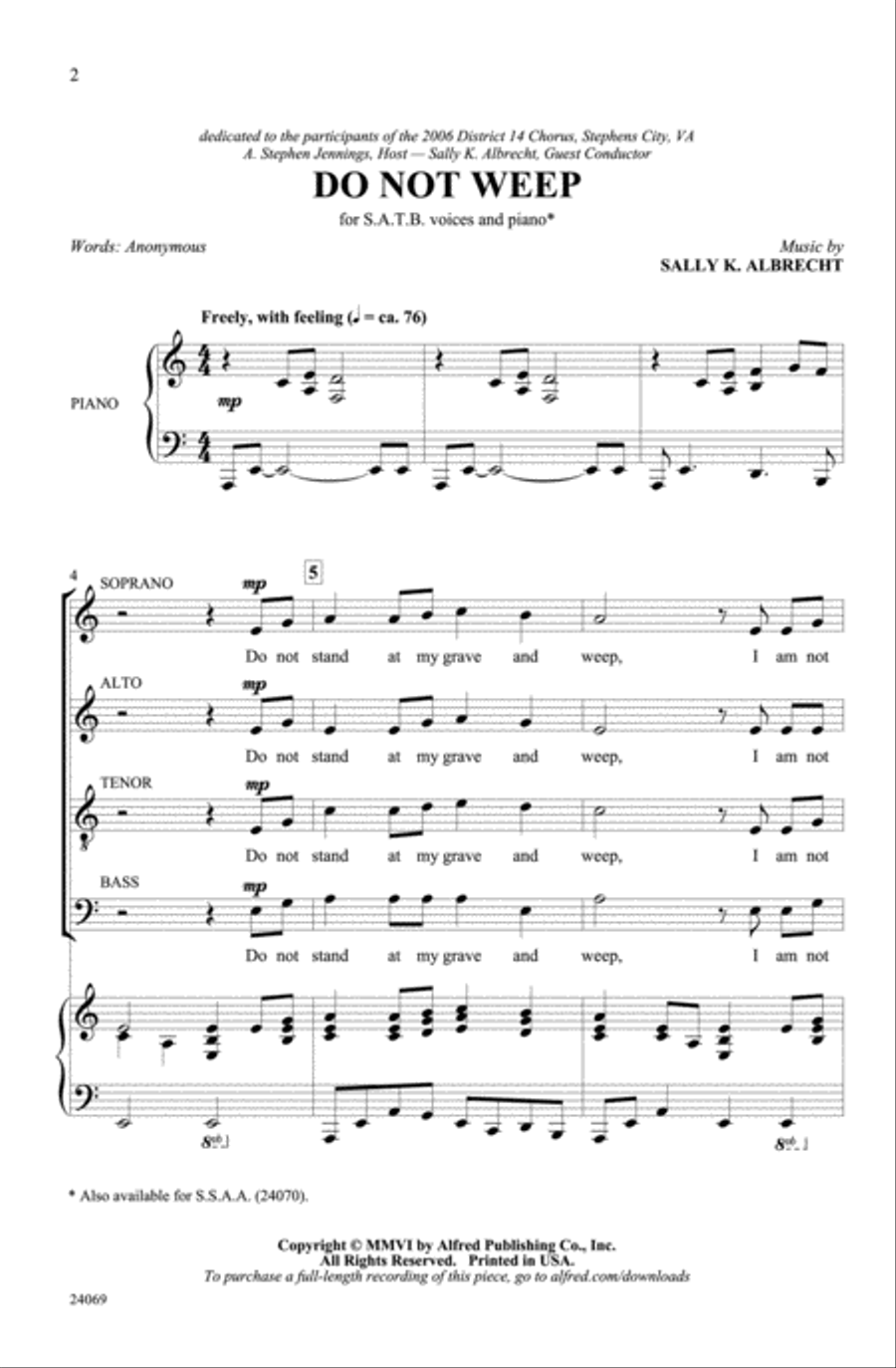 Do Not Weep Do Not Weep 4-Part scores gallery preview page 1