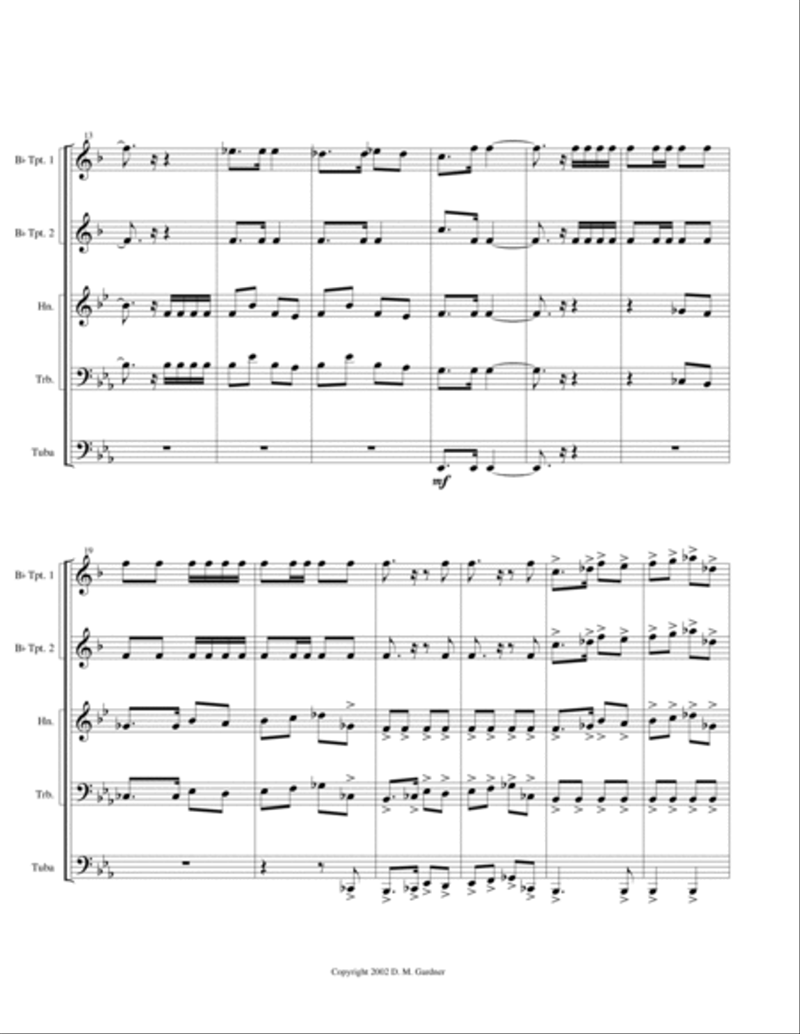 Fanfare con Spirito for Brass Quintet (2 Bb Trpts, Horn in F, Trombone & Tuba) Brass Quintet scores gallery preview page 3