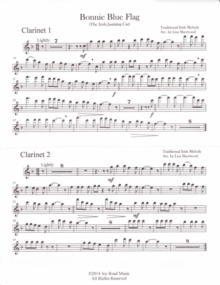 Bonnie Blue Flag for Three Flutes and piano (opt. 3 Clarinets) image number null